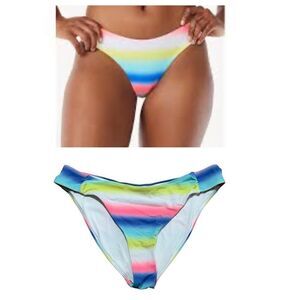 Love & Sports V Front Ombre Stripe Bikini Bottom XLarge